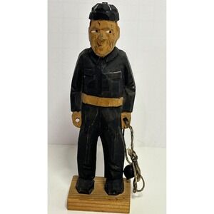 Vintage Hand Carved Swedish Fisherman Wood Sculpture 5‎ 3/4"